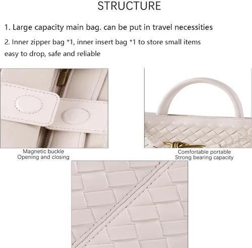 Vista 6 de Bolsa tejida para mujer, bolsa tejida con asa superior, bolsa de hombro tejida, bolsa cruzada