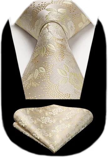 Vista 113 de Corbatas florales tejidas clásicas para hombre, corbata cuadrada de bolsillo, corbatas formales para hombres, boda con pañuelo