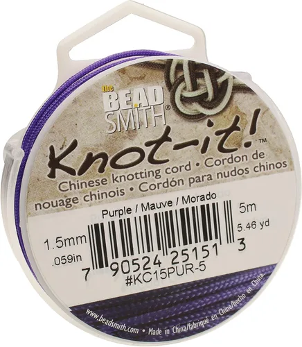 Vista 25 de The Beadsmith Knot-it - Cordón de nailon chino, color negro, 0.059 in de diámetro, carrete de 16.4 ft