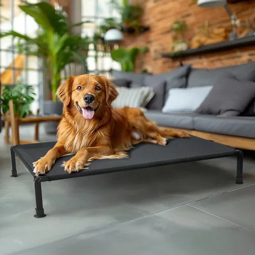 Vista 7 de Veehoo Cama elevada resistente para perros, cama elevada con malla Teslin lavable, pies antideslizantes, cuna de enfriamiento, uso en interiores