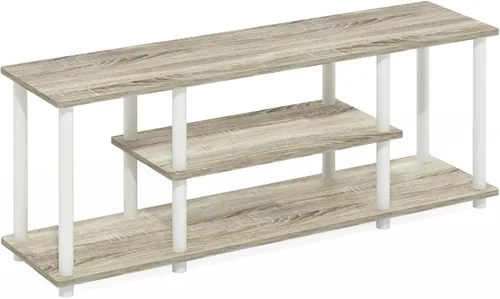 Vista 20 de Furinno Turn-N-Tube - Soporte para televisor de 3 niveles, 3D, sin herramientas, para televisores de hasta 50 pulgadas, con tubos cuadrados