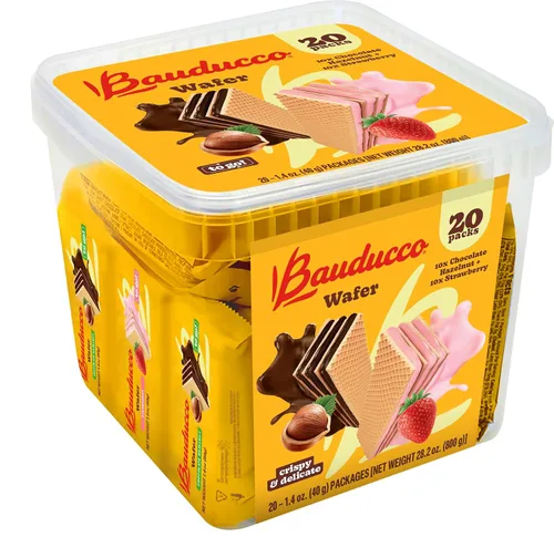 Vista 13 de Bauducco Galletas de oblea, chocolate y avellana, porción individual, 14.1 onzas (paquete de 10), obleas crujientes envueltas individualmente