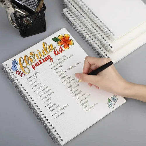 Vista 7 de AHGXG Cuaderno de espiral de puntos (paquete de 2), diario de cuadrícula de puntos grande B5 con tapa dura transparente, cuaderno encuadernado