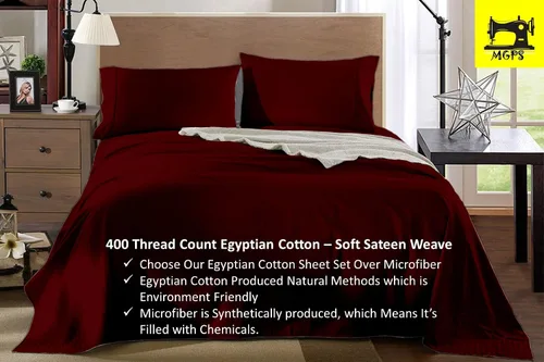 Vista 12 de True Luxury Twin Sheets, 100% Egyptian Cotton 400-Thread-Count Bed Sheets, 4-PC Sheet Set, Single Ply Long-Staple Yarns, Sateen Weave, Fits Mattress