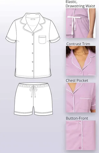 Vista 7 de PajamaGram Pijamas para mujer - Conjunto de pijama corto para mujer, 100% algodón