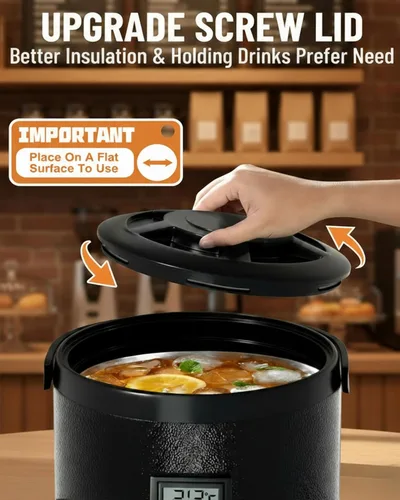 Vista 4 de WantJoin Dispensador de bebidas aislado – Dispensador térmico de acero inoxidable de 8 l/2 galones de bebidas frías y calientes con grifo para té