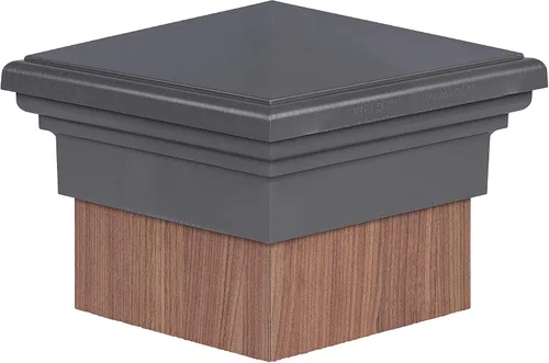 Vista 6 de Tapa de poste piramidal gris de 4 x 4 para postes de 3.5 x 3.5 pulgadas, más común para postes tratados a presión, parte superior cuadrada