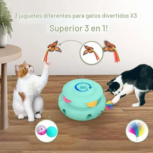 Vista 3 de Juguetes interactivos 3 en 1 para gatos de interior, color azul