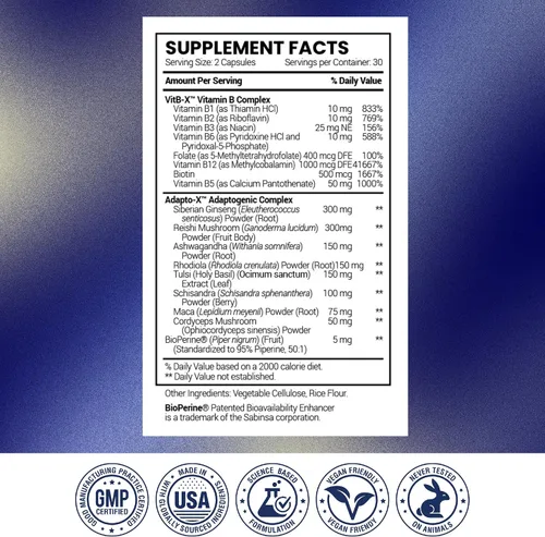 Vista 8 de Research Verified Energy Booster - 180 Cápsulas - Sin cafeína - Vitaminas B y adaptógenos - Suministro para 3 meses