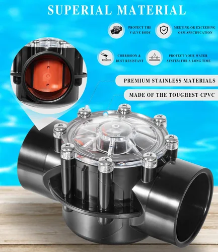 Vista 6 de Reemplazo para válvula de retención Jandy 7305 de 180 grados de 2 a 2.5 pulgadas, compatible con ajuste de flujo recto para piscinas y spas