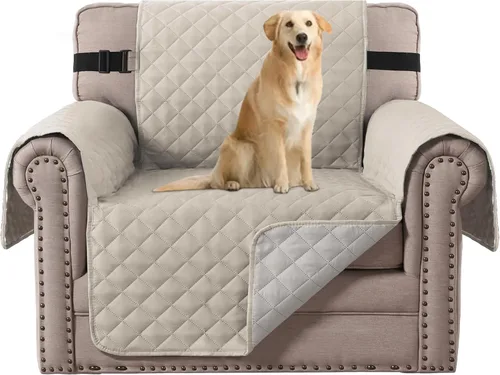 Vista 84 de H.VERSAILTEX Funda de sofá resistente al agua para sofá de 3 cojines, reversible, protector de muebles acolchado con correa elástica, funda de sofá