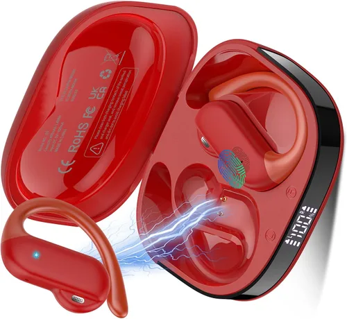 Vista 8 de Auriculares inalámbricos Bluetooth 5.4 HiFi estéreo con ganchos para las Rosa albaricoque