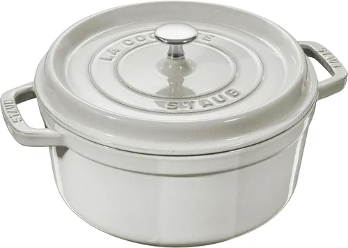 Vista 22 de Staub - Olla redonda de hierro fundido de 2.75 cuartos, color trufa blanca, fabricada en Francia