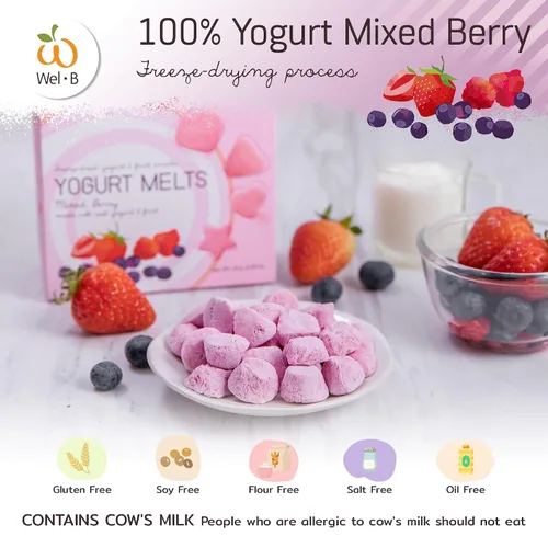 Vista 6 de Wel-B Alimentos liofilizados, bayas frescas con yogur liofilizadas a deliciosas, aperitivos de frutas crujientes, aperitivo saludable para niños