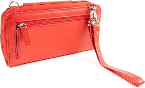 Vista 4 de Cartera cruzada para teléfono celular RFID para mujer, Rojo