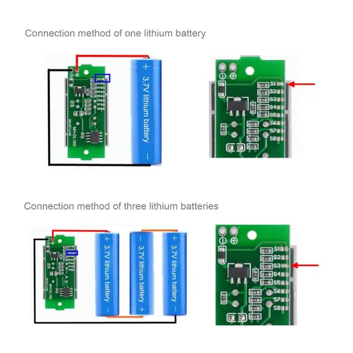 Vista 2 de Create idea Módulo indicador de capacidad de batería de 3-34 V, módulo indicador de carga de batería, 5 mA, compatible con 1S 2S 3S 4S 5S 6S 7S 8S