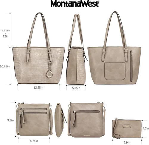 Vista 2 de Montana West Totes - Bolso de mano grande con cartera para mujer 3 piezas