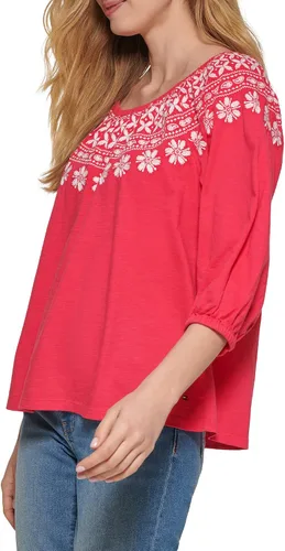 Vista 3 de Tommy Hilfiger Top de punto casual bordado con hombros descubiertos para mujer