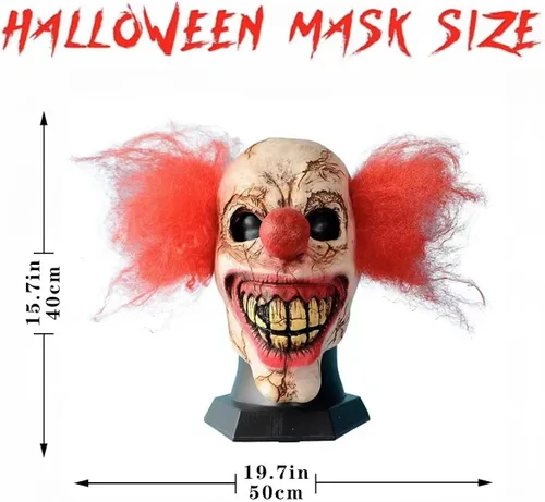 Vista 4 de Máscara de Halloween de cara completa de miedo payaso cosplay para hombre y mujer disfraz
