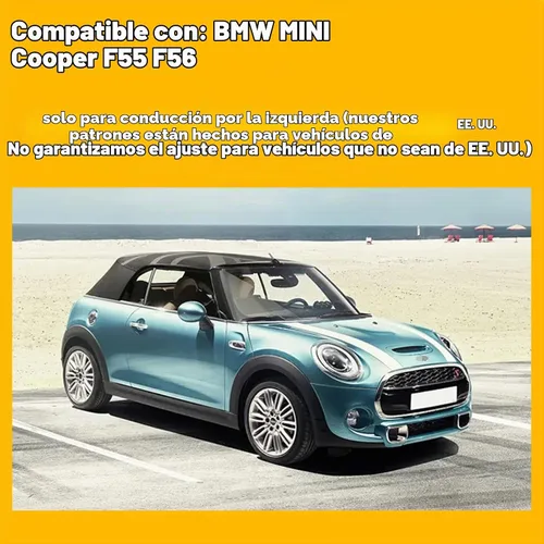 Vista 6 de Tapicería para Salpicadero Compatible con BMW Mini Cooper Serie R F, Protector Antideslizante Personalizado, Protector Solar (F55 F56)