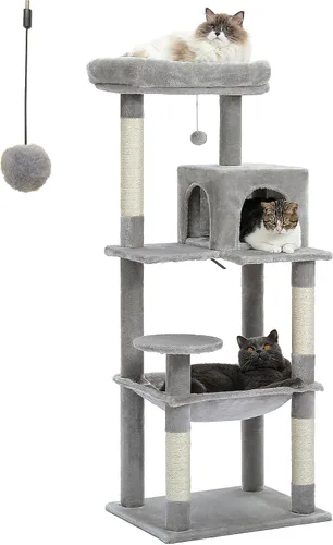Vista 30 de PETEPELA Árbol de gato de 69 pulgadas de alto para gatos grandes de interior, torre para gatos adultos con hamaca grande, torre de árbol trepador