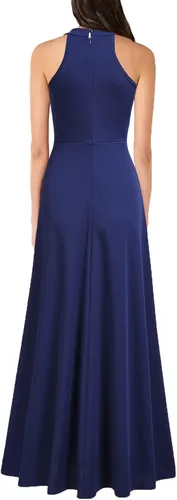 Vista 2 de Mushare Vestido largo formal, para mujer, con cuello halter, sexy, con corte, de cóctel o fiesta