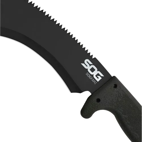Vista 3 de SOG SOGfari - Machete Kukri MC11-N de 12 pulgadas, hoja negra rígida con parte trasera de sierra, mango de goma, funda de nailon