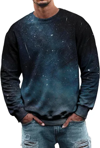 Vista 7 de MARSVOVO Sudadera para hombre 2025 para otoño e invierno, cuello redondo, básica, holgada, cómoda, cálida, moderna, casual, estampado, sin botones