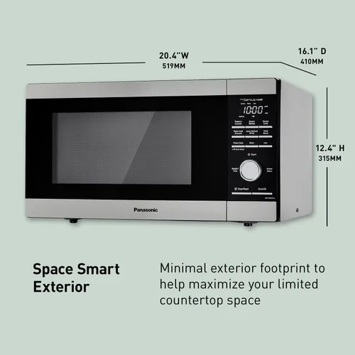 Vista 4 de Panasonic Horno de microondas, 1,3 pies cúbicos 1100W de encimera con sensor Genius de cocción y descongelamiento automático - NN-SD67LS