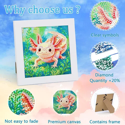 Vista 5 de Libfx Kits de arte de diamantes para niños con marco de arte de diamantes para niñas, niños, principiantes, artes y manualidades de 8 a 12 años
