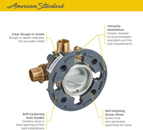 Vista 7 de American Standard RU101 - Válvula de ducha flash con entradas y salidas universales, sin terminar