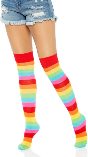 Vista 5 de Leg Avenue Women's Rainbow Pride Festival Thigh Highs Socks