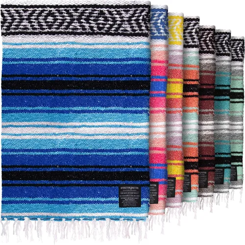 Vista 39 de Hydration Nation Auténtica manta mexicana extra grande (70 x 50 pulgadas), yoga tejida a mano, serape, falsa artesanal, playa, campamento, picnic