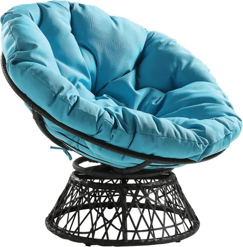 Vista 15 de OSP Home Furnishings – Silla Papasan de mimbre con giro de 360 grados, marco marrón con cojín marrón