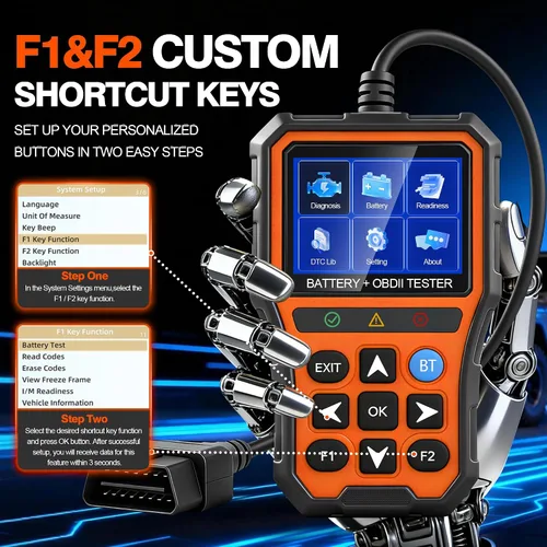 Vista 3 de Herramienta de diagnóstico de escáner PRO OBD2 2 en 1, lector de códigos de coche con probador de batería, lector de códigos de motor con reinicio