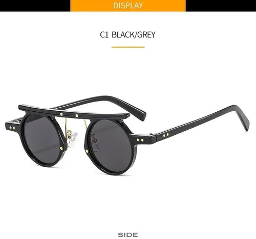 Vista 4 de Lentes de sol redondos para hombres y mujeres, estilo hippie de moda, círculo, protección UV400, tonos punk