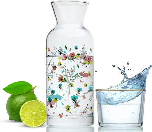 Vista 8 de Wrenbury Juego Vintage de Jarra y Vaso para Mesita de Noche - Jarra de Agua para Enjuague Bucal con Vaso para Baño - Decantador Ámbar para Mesita
