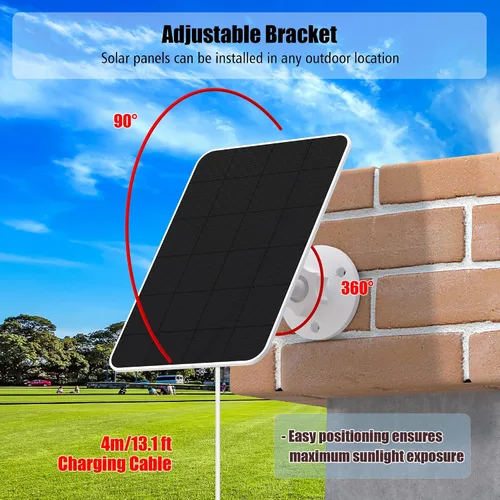 Vista 5 de Cargador de panel solar compatible con Arlo Pro 3/Pro 4/Pro 5S/Pro 3 Floodlight/Ultra/Ultra2, carga de paneles solares de 5 V 4 W, IP66 resistente a