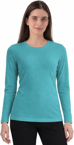 Vista 24 de 100% lana merino capa base mujer suave térmica manga larga camisa diaria Crema natural