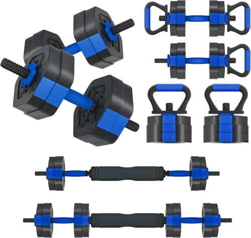 Vista 16 de VIVITORY Juego de mancuernas de pesos ajustables, pesas libres con conector, juego de mancuernas ajustables antideslizantes, barra para gimnasio