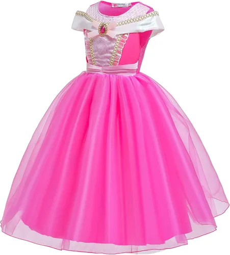 Vista 3 de Plustrong Vestido de princesa para niñas pequeñas, disfraz de princesa de Halloween