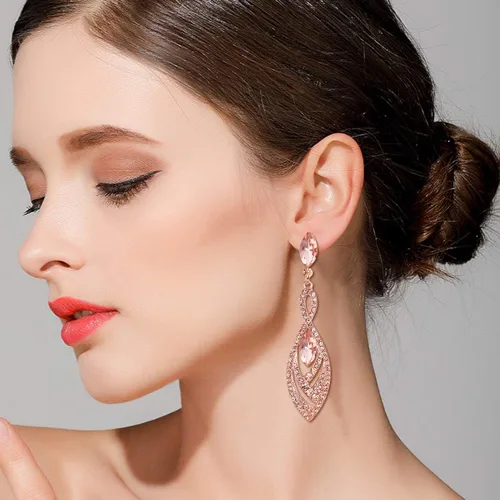 Vista 3 de BriLove Pendientes colgantes de cristal para mujer, con forma de lágrima, de moda, Cristal