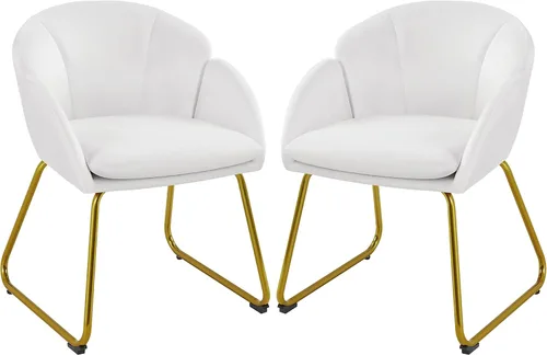 Vista 11 de Yaheetech Silla de terciopelo para sala de estar, sillón en forma de flor con patas doradas, silla lateral tapizada para tocador, sala de estar