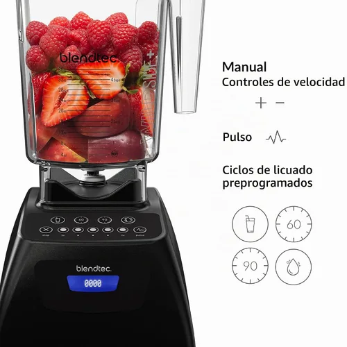 Vista 5 de Blendtec Licuadora Classic 575 (Negro), Tarro WildSide+, espátula y recetas