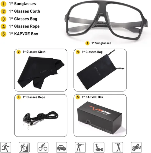 Vista 6 de KAPVOE Gafas de ciclismo fotocromáticas para hombres y mujeres, gafas de sol deportivas MTB para ciclismo, protección UV