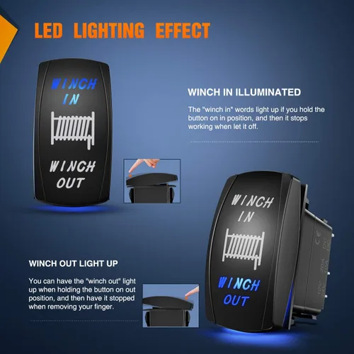 Vista 4 de Nilight 90005B Interruptor Basculante Láser Momentáneo de 7 Pines para Cabrestante en Kit de Arnés de Cableado para Cabrestante 20A/12V 10A/24V
