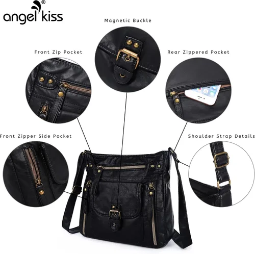 Vista 6 de Angel Kiss Bolsos cruzados, bolsos de hombro y bolsos para mujer, con múltiples bolsillos, para uso diario, suave, tipo hobo monederos tamaño mediano