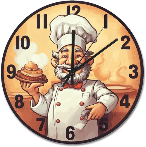 Vista 21 de ArogGeld Chef - Reloj de pared de cocina de madera, 10 silencioso, sin tictac, de cuarzo, funciona con pilas, para sala de estar, dormitorio