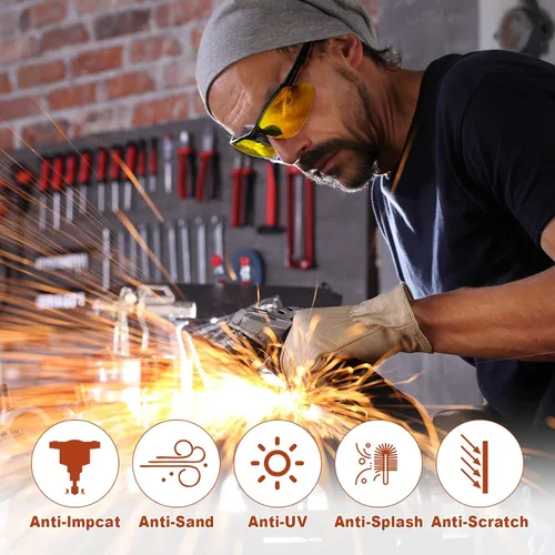 Vista 3 de Kathfly 36 gafas de seguridad resistentes a los arañazos, gafas de seguridad protectoras con lente (ámbar)