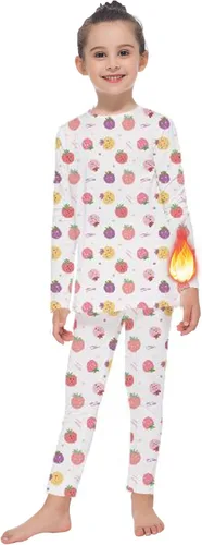Vista 17 de MANCYFIT Conjunto de ropa interior térmica para niñas, con forro polar largo, capa base ultra suave Rosa bebé